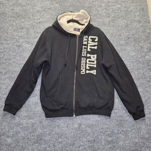 Cal Poly Mustangs Hoodie Mens Small Black NCAA Sherpa Zip Sweatshirt Yesterdays